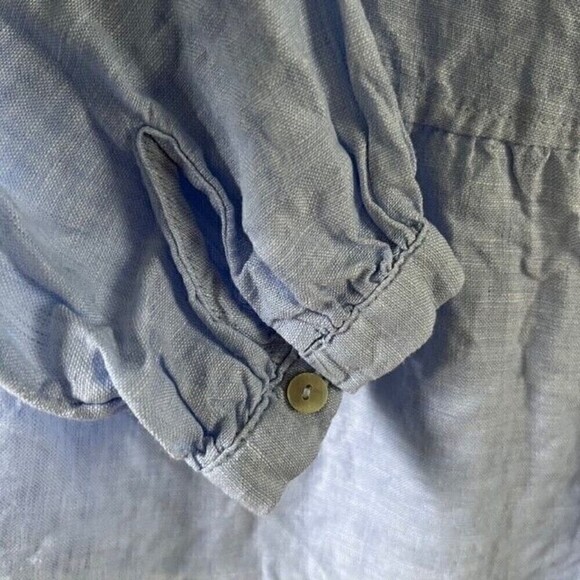 Rachel Zoe Blue 100% Linen Wrap Tie Waist Blouse Size Small - Picture 4 of 6